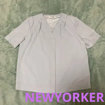 새상품급 뉴요커 New Yorker 반팔 블라우스 펄 버튼 V넥