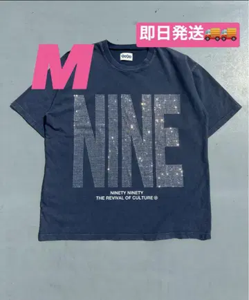 9090 NINE 로고 크리스탈 티셔츠