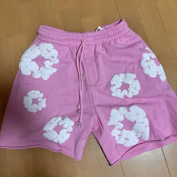 데님 티어스 하프 팬츠 핑크 S