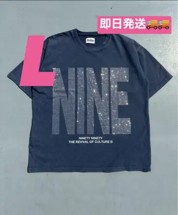 9090 NINE 로고 크리스탈 티셔츠