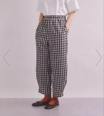 [ACAR]Gingham Sucker 체크 개더 팬츠