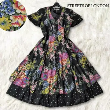 STREETS OF LONDON 컬러풀 꽃무늬 롱 원피스 블랙