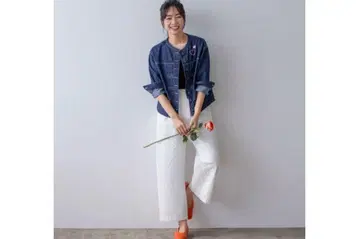 총 자수 세미 와이드 팬츠 레피스 스퀘어 화이트 와이드 팬츠