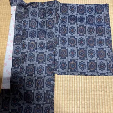 오시마 명주 겉옷 네이비 꽃무늬 겉옷