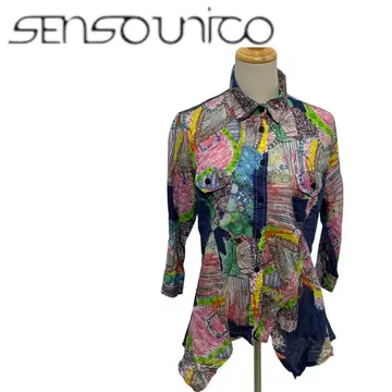 SENSOUNICO 컬러풀 블라우스 셔츠 cube-cube 센소유니코