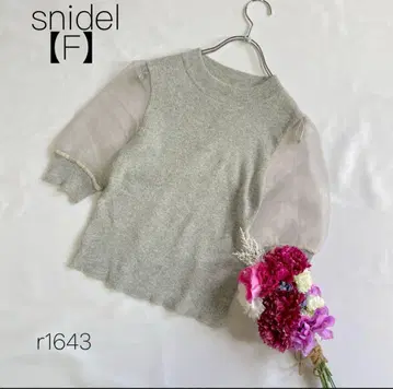 스나이델 시스루 소매 절개 컴팩트 니트 썸머 니트 반팔 그레이 [F]