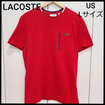 프랑스제 LACOSTE 라코스테 사슴 무늬 반팔 티셔츠 빨간색 남성용 L