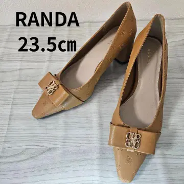 RANDA 모노그램 골드 부품 펌프스 23.5cm 란다 카멜 색상