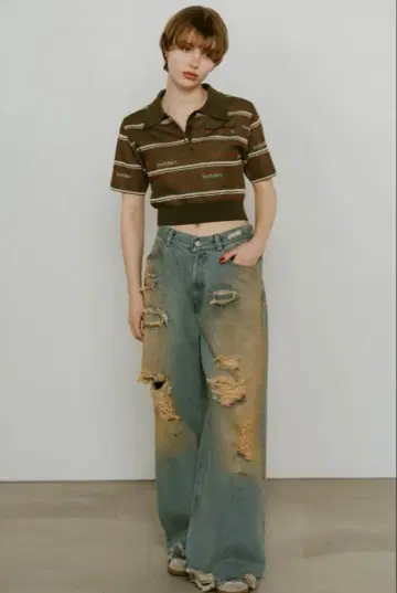 쿠누스마프 damage denim pants