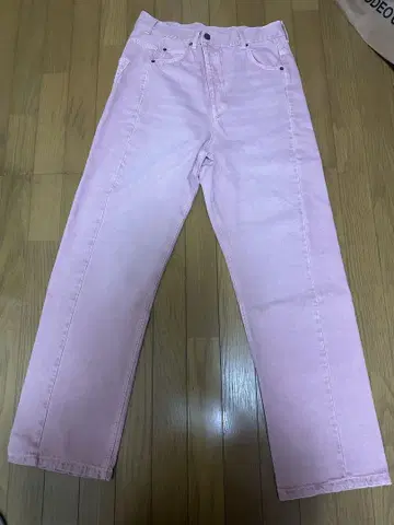 자라 스트레이트 데님 팬츠 핑크