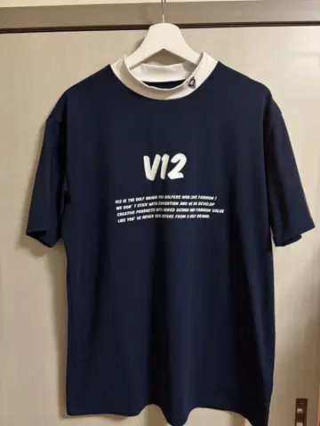 V12 네이비 골프 셔츠