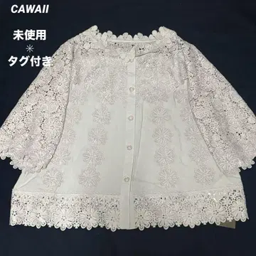 CAWAII 아름다운 꽃 레이스 화려한 블라우스 핑크