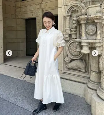 Re:Verofonna 아키론 콜라보 레이스 슬리브 원피스
