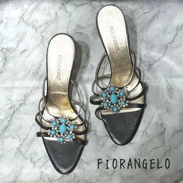 FIORANGELO 이탈리아제 샌들 비쥬 반짝이 터콰이즈