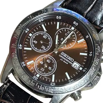 SEIKO 쿼츠 크로노그래프 스테인리스 10기압 방수 천연 가죽 손목시계