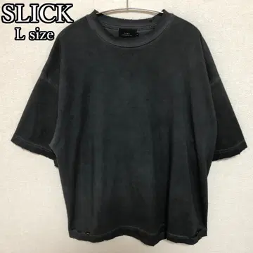 새상품급 SLICK 슬릭 피그먼트 티셔츠 데미지 가공 블랙 계열