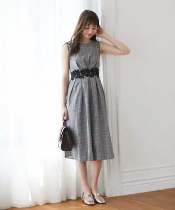 tocco closet 슬리브리스 체크 무늬 원피스