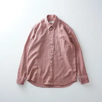 스페인산 연오렌지 체크 버튼다운 셔츠