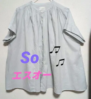 So; 밴드 카라 이종 소재 블라우스