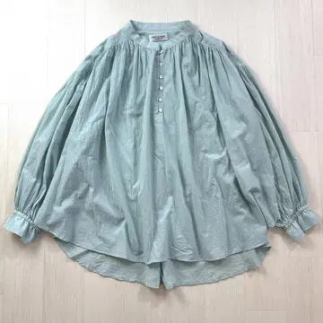 컨디션 최상 허그아워 밴드 카라 셔츠 풀오버 그린 계열 마야히메