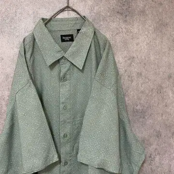 00S 반팔 패턴 셔츠 레이온 남성용 2XL 구제 의류 개성파