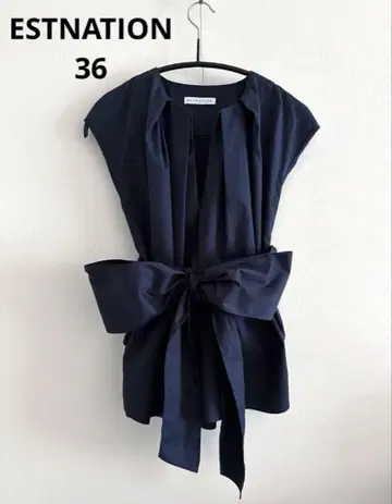 Estnation 프렌치 슬리브 리본 블라우스 36 새상품급