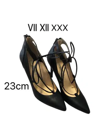 VII XII XXX 블랙 레이스업 하이힐 23cm 새상품급