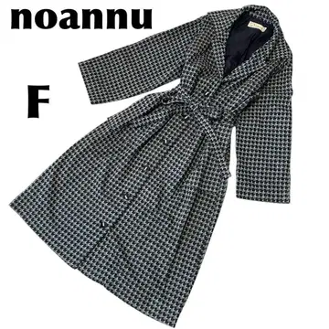 noannu/노안누 [F] 체크 무늬 롱 코트 허리 끈 블랙