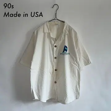 90년대 미국제 오픈 카라 셔츠 화이트 요트 리조트 셔츠
