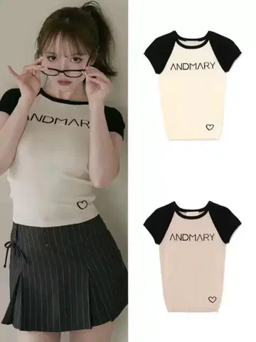 앤드메리 메리 로고 니트 톱