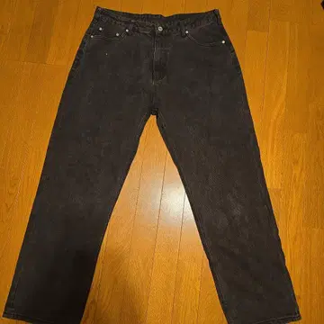 Montley 모리 배기 와이드 블랙 데님 스트릿