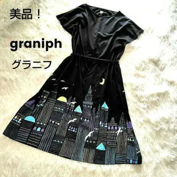 graniph 그라니프 허리 리본 원피스 야경 블랙 티셔츠