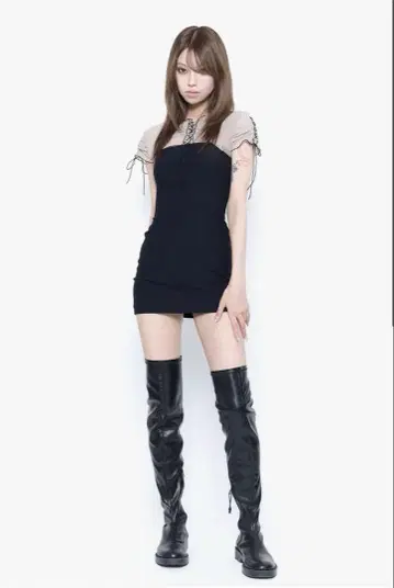 더레드스레드 <S lace up dress mini>
