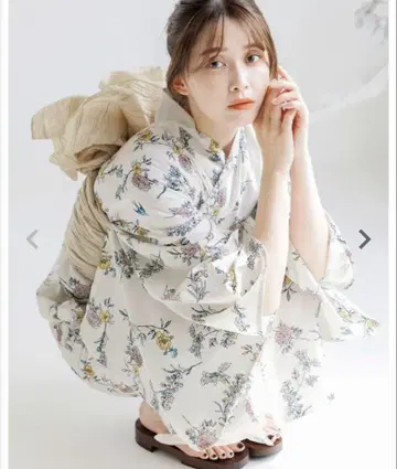 Dita 세퍼레이트 유카타 꽃무늬 원피스 그레일 후리후리