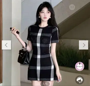 체크 무늬 타이트 핏 미니 원피스