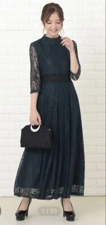 Lace Ladies 꽃무늬 전체 레이스 롱 기장 플레어 원피스 드레스