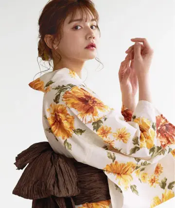 Dita 와카야마 염색 일본 염색 유카타 세트 해바라기