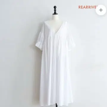 COTTON 개더 퍼프 슬리브 드레스
