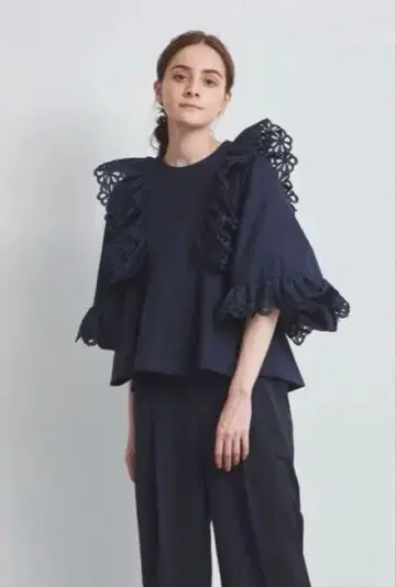 yori 요리 shirocon 시로콘 마가렛 블라우스 네이비 38