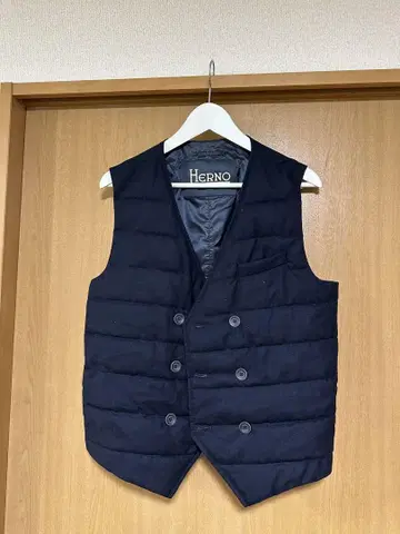 Herno 네이비 다운 베스트 더블 브레스트