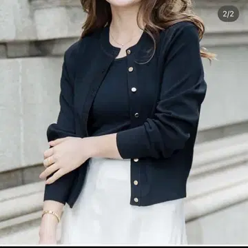 플라스테 UV 차단 레이온 블렌드 메탈 버튼 가디건