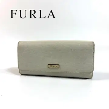 FURLA 라 가죽 장지갑 카드 케이스 화이트 골드 금장 장식