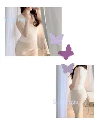 FOXEY boutique 화이트 니트 슬리브리스 상의