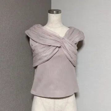 다즐린 도트 튤 리브 탑 더스티 핑크