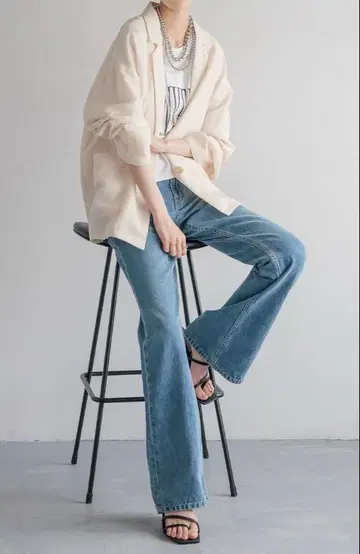 로리즈팜 린넨 라이크 메쉬 자켓 화이트 새상품