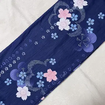 유카타 파랑 블루 벚꽃 꽃무늬 유카타