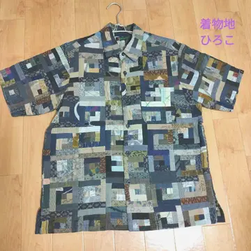 기모노 원단 히로코 기모노 빈티지 원단 린넨 100% 패치워크 셔츠 상의