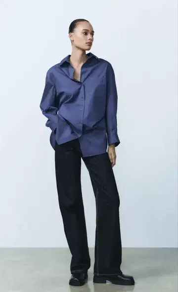 오버 사이즈 포플린 셔츠 미디엄 블루
