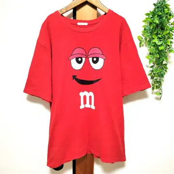 m&m 엠앤엠즈 티셔츠 빨간색 RED 구제 의류 넉넉한