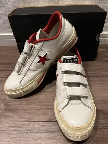 CONVERSE ALL STAR 화이트/레드 벨크로 25.0 새상품급